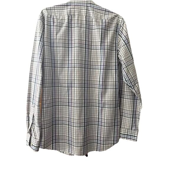 Banana Republic Men’s Large Button Down Shirt White Purple Blue Plaid Preppy - Picture 2 of 3
